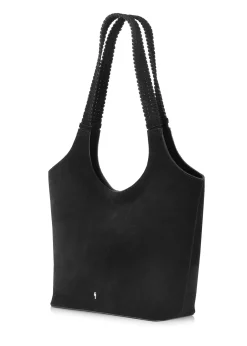 Czarna zamszowa torebka damska typu shopper