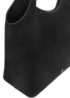 Czarna zamszowa torebka damska typu shopper