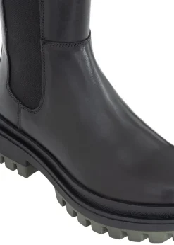 Czarne skórzane botki damskie