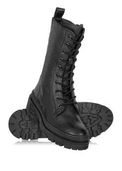 Czarne skórzane buty damskie