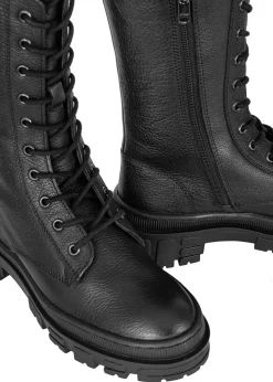Czarne skórzane buty damskie