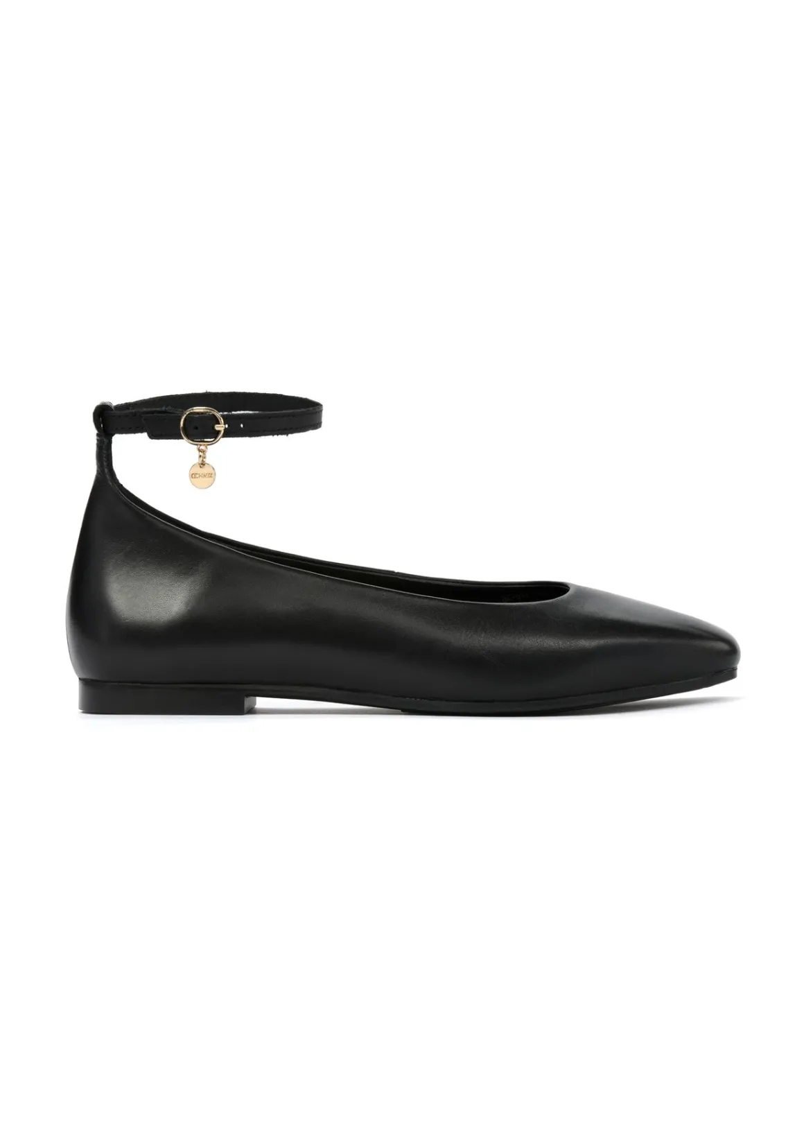 Czarne skórzane buty damskie z paskiem