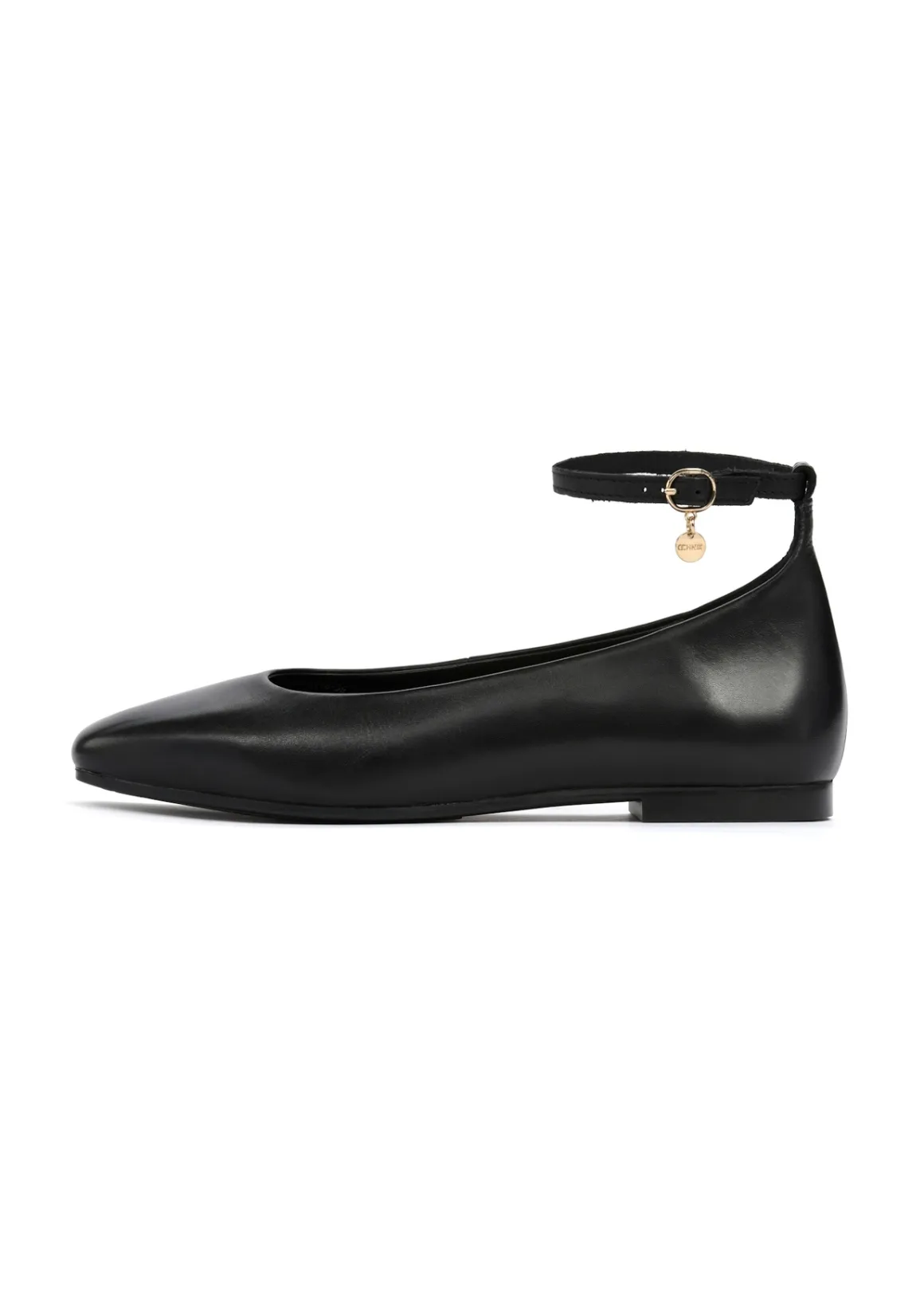 Czarne skórzane buty damskie z paskiem