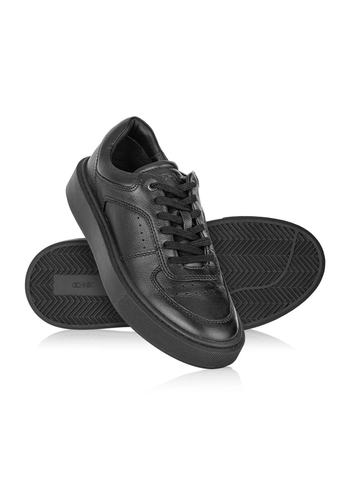 Czarne skórzane buty sportowe męskie
