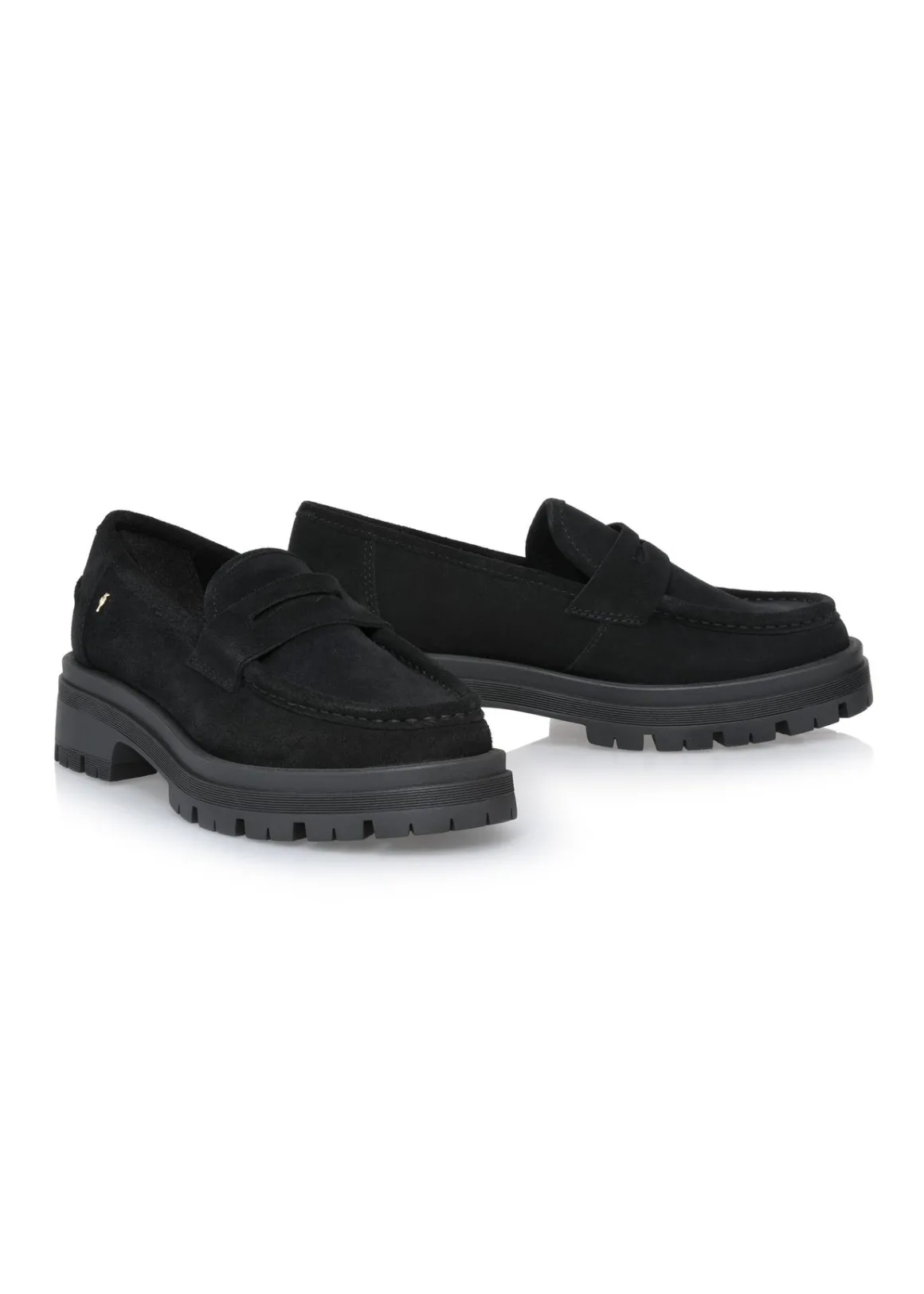 Czarne skórzane loafersy damskie