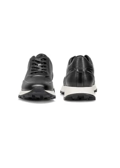 Czarne skórzane sneakersy męskie