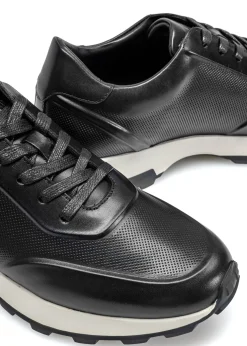 Czarne skórzane sneakersy męskie