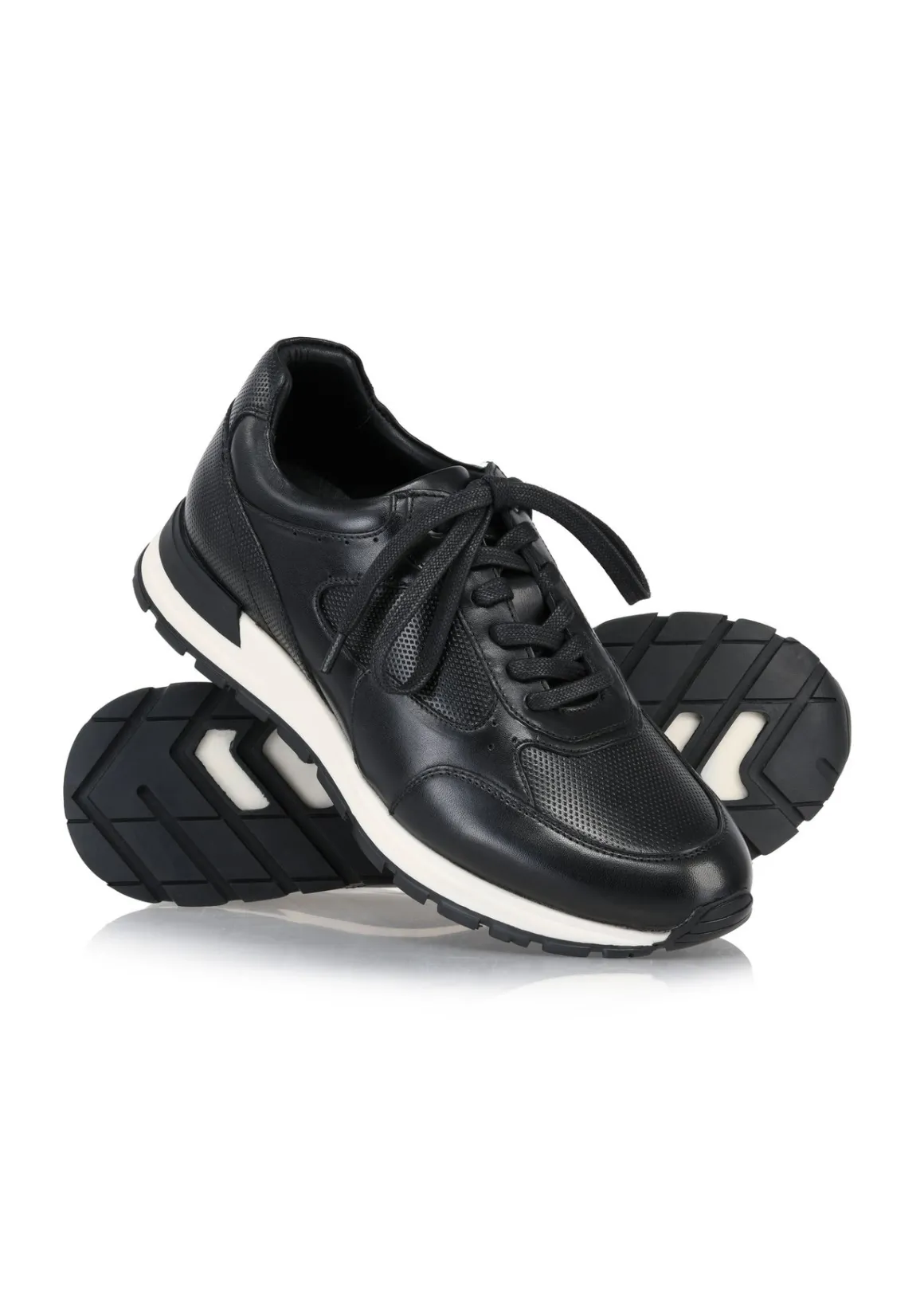 Czarne skórzane sneakersy męskie