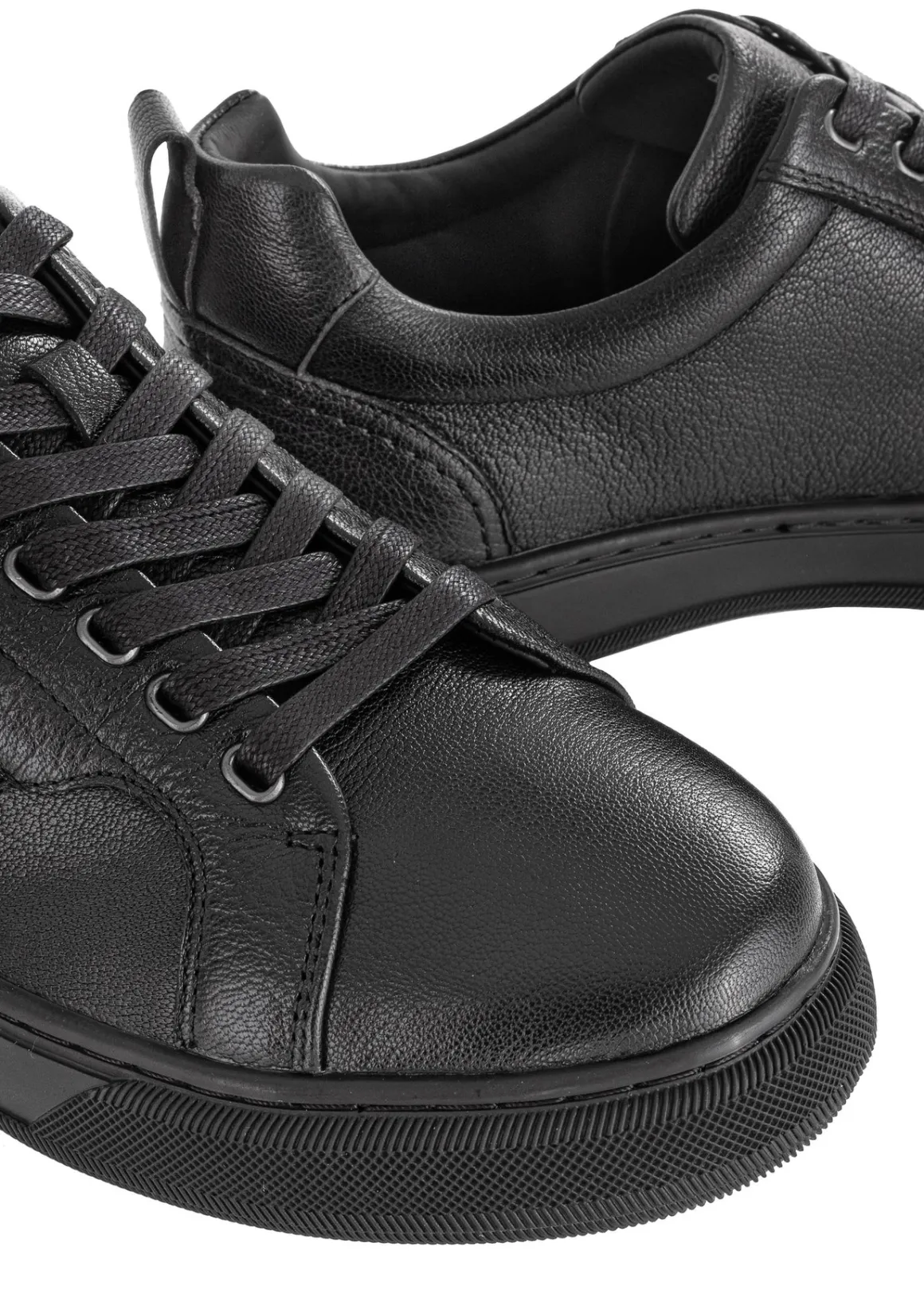 Czarne skórzane sneakersy męskie