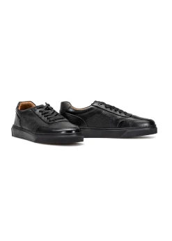 Czarne skórzane sportowe buty męskie