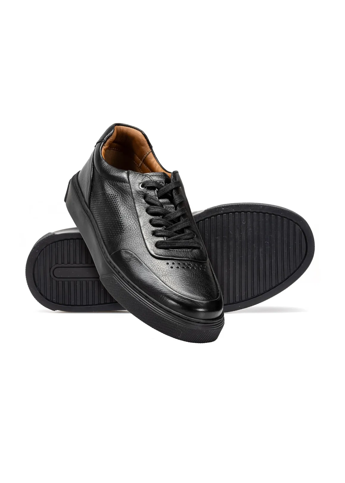 Czarne skórzane sportowe buty męskie