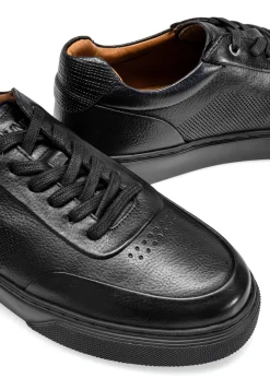 Czarne skórzane sportowe buty męskie