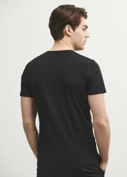 Czarny basic T-shirt męski z logo