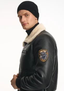 Czarny kożuch męski TOP GUN