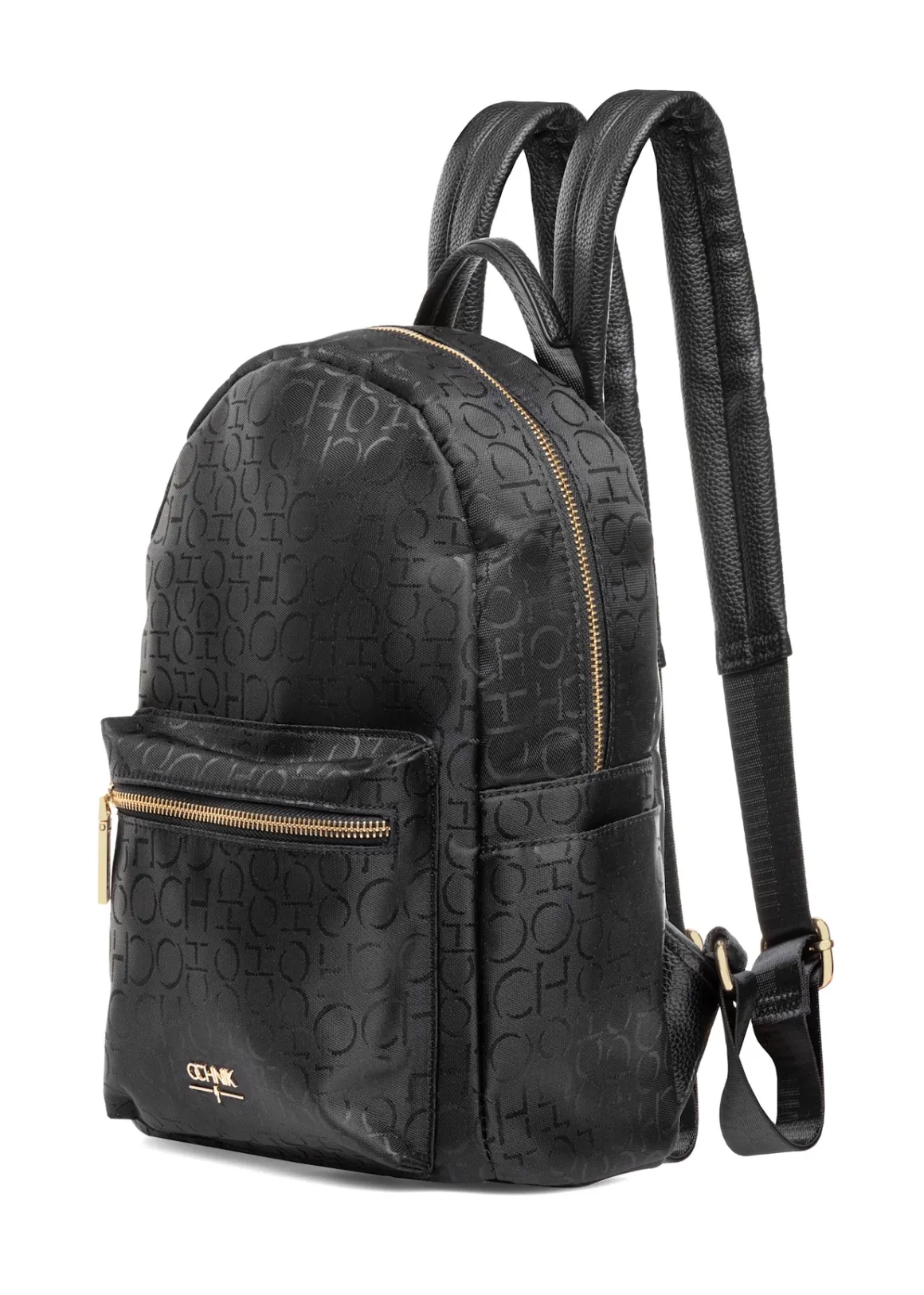 Czarny plecak damski z monogramem