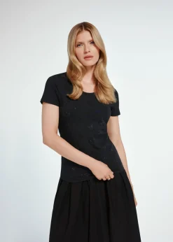 Czarny t-shirt damski z monogramem