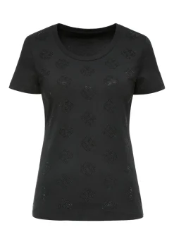 Czarny t-shirt damski z monogramem
