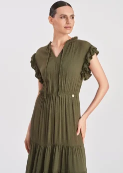 Długa sukienka w kolorze khaki