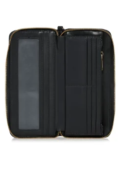 Duży czarny portfel damski z rączką