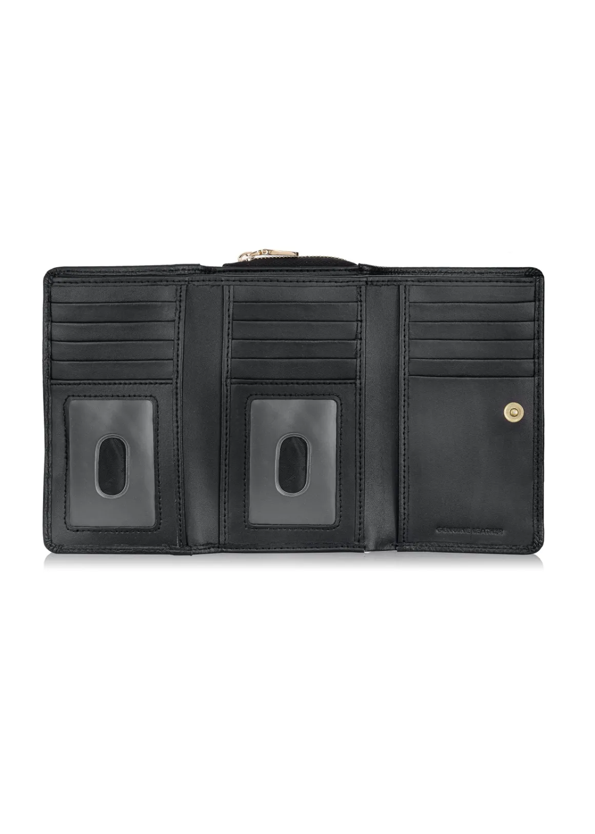 Duży czarny skórzany portfel damski