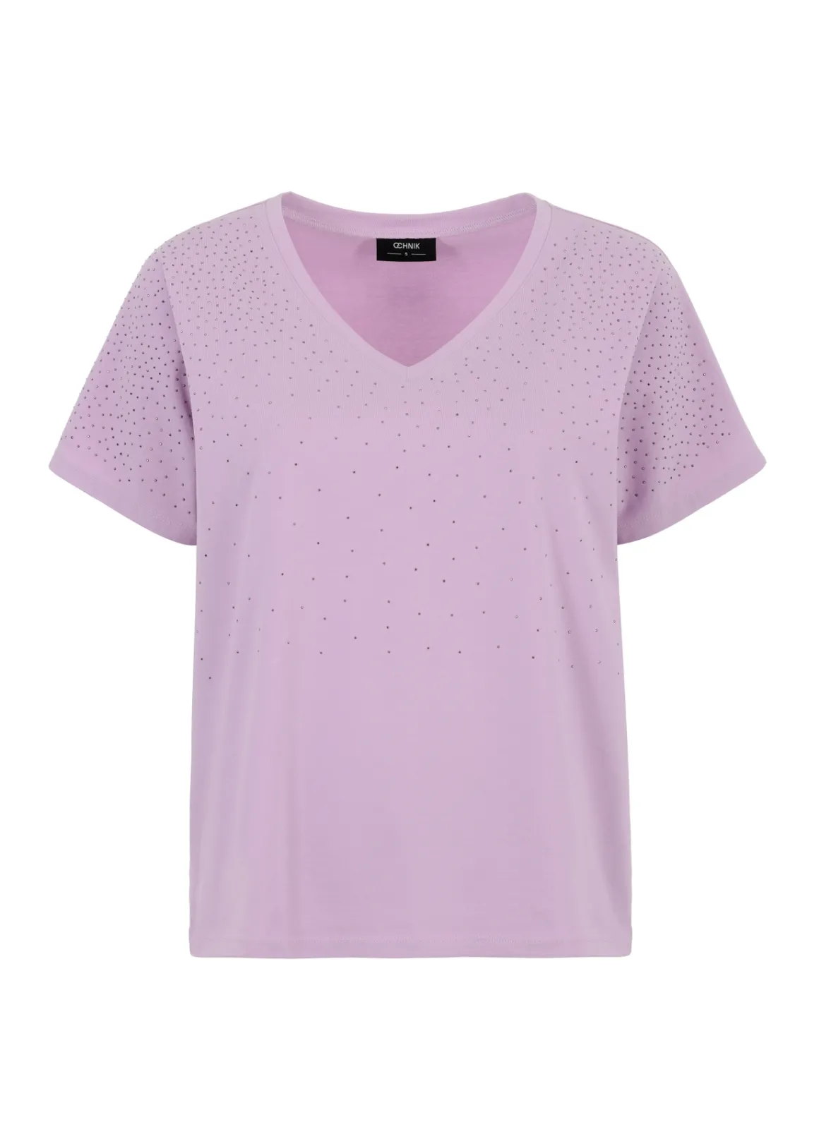 Fioletowy T-shirt damski z cekinami