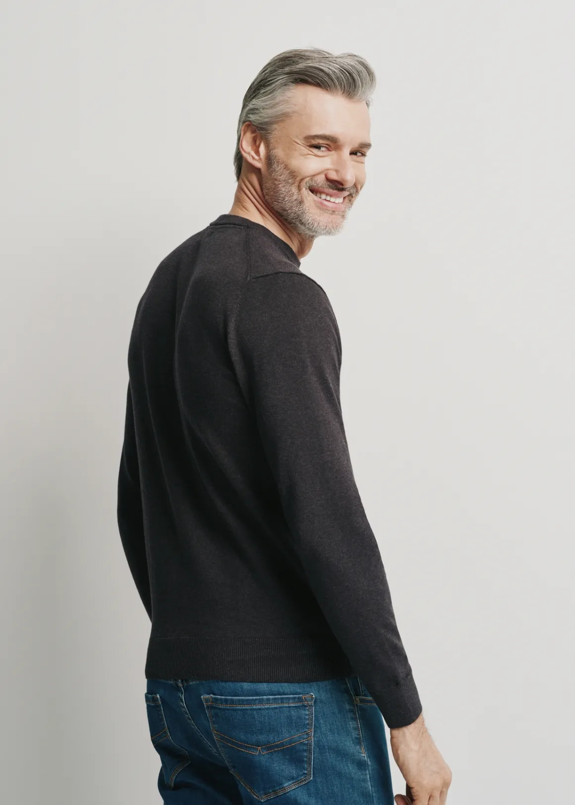 Grafitowy bawełniany sweter męski