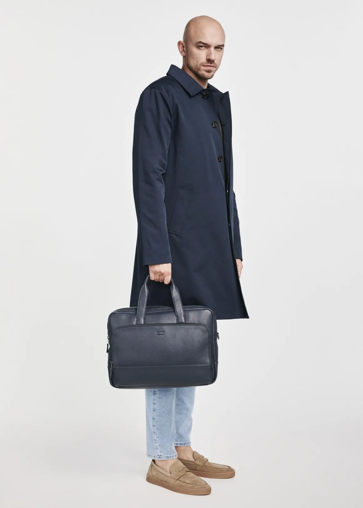 Granatowa skórzana torba męska