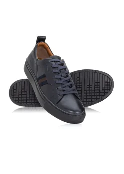 Granatowe skórzane buty męskie