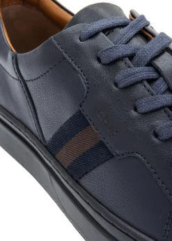 Granatowe skórzane buty męskie