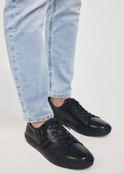 Granatowe skórzane buty męskie