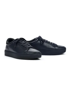 Granatowe skórzane buty sportowe