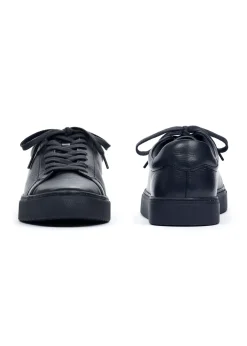 Granatowe skórzane buty sportowe