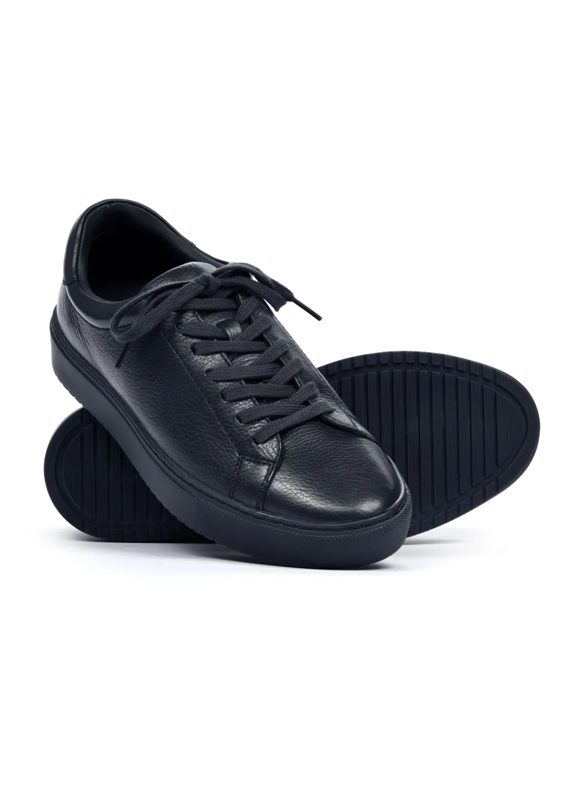 Granatowe skórzane buty sportowe