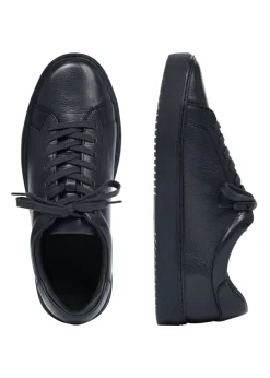 Granatowe skórzane buty sportowe