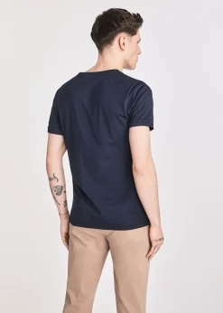 Granatowy basic T-shirt męski z logo