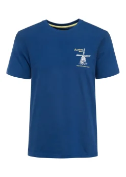 Granatowy bawełniany t-shirt z nadrukiem