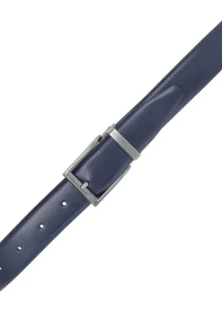 Granatowy skórzany pasek męski