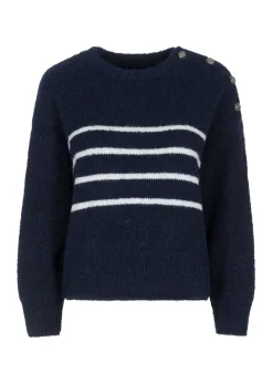 Granatowy sweter damski w paski