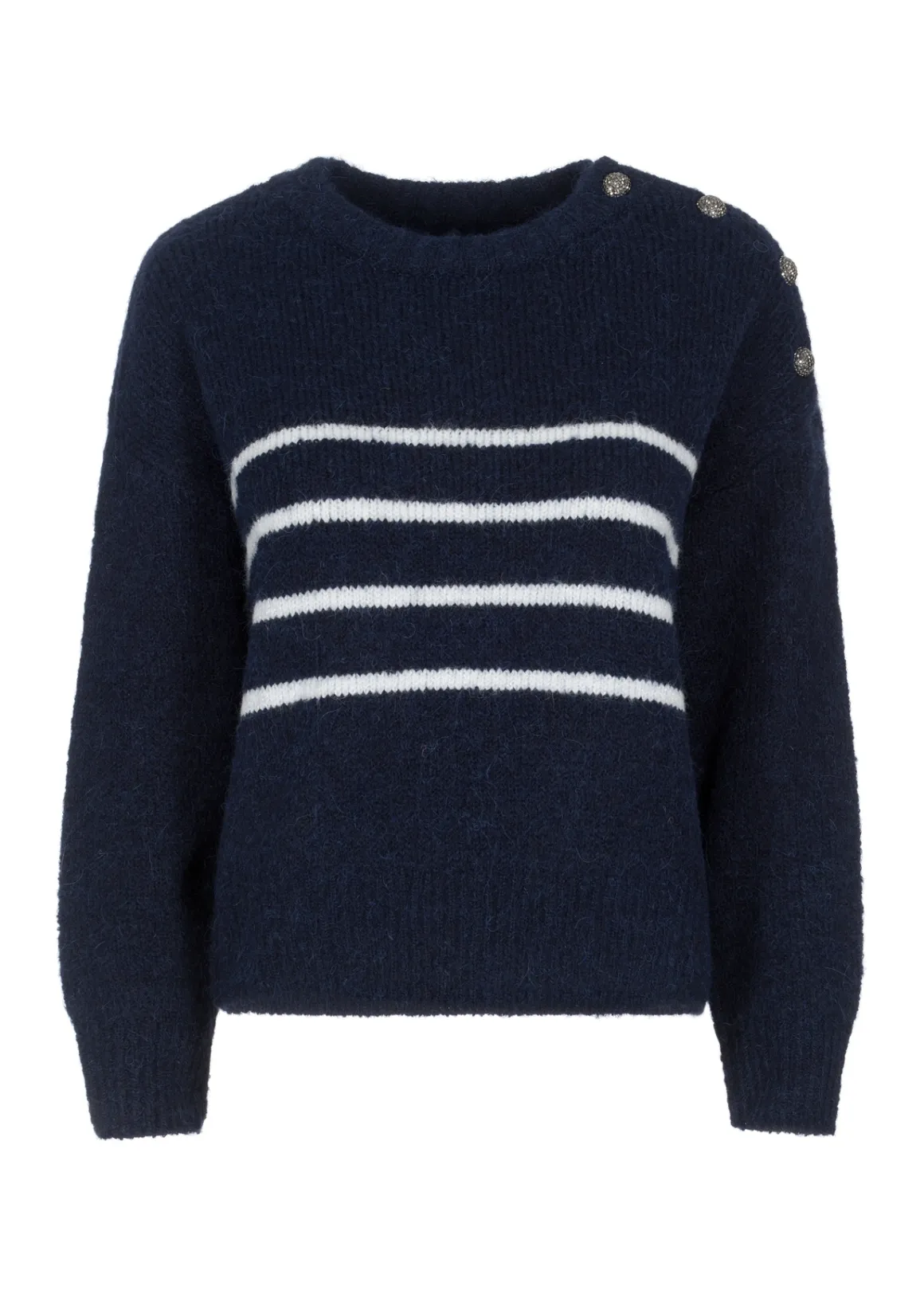 Granatowy sweter damski w paski