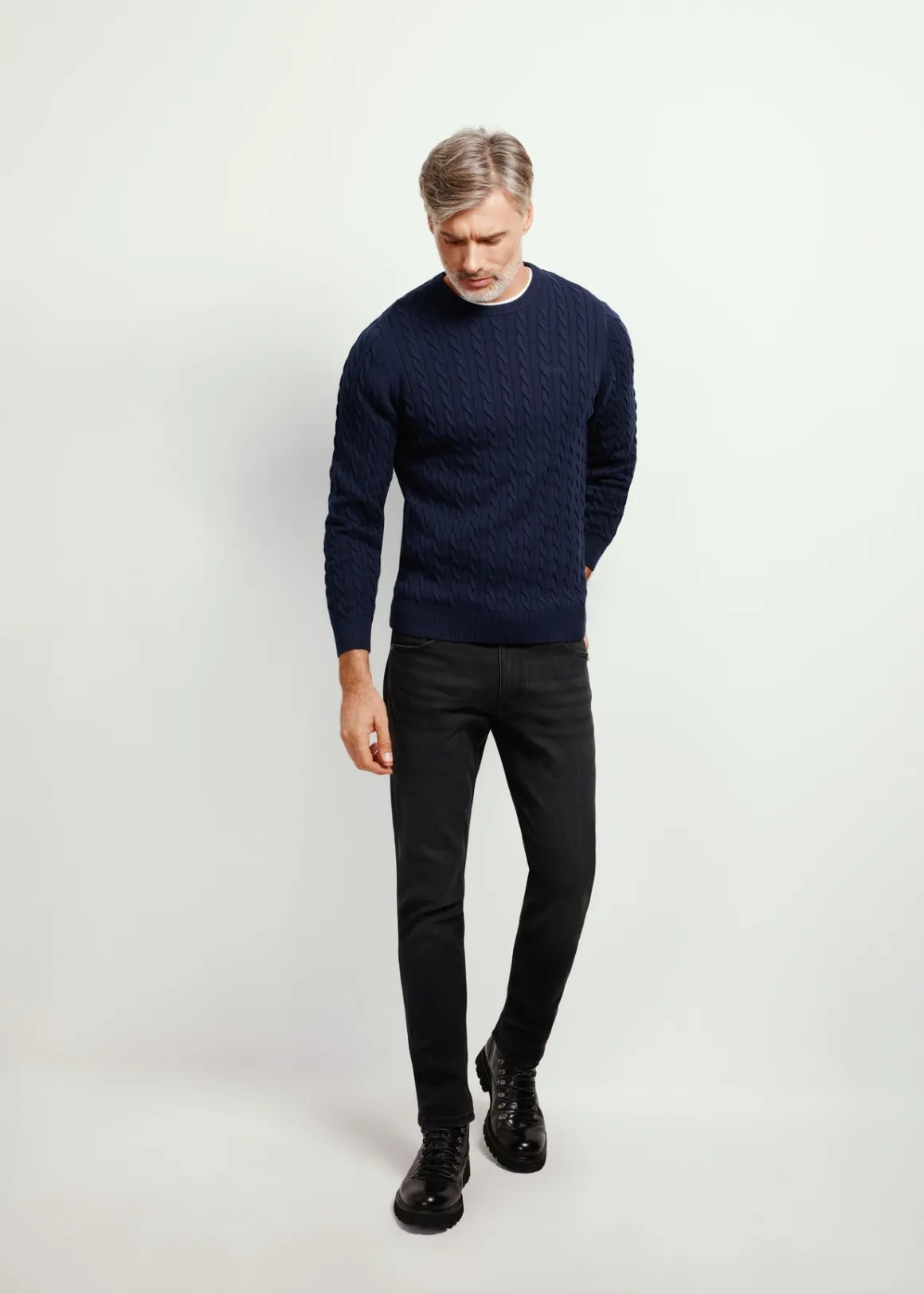 Granatowy sweter męski bawełniany