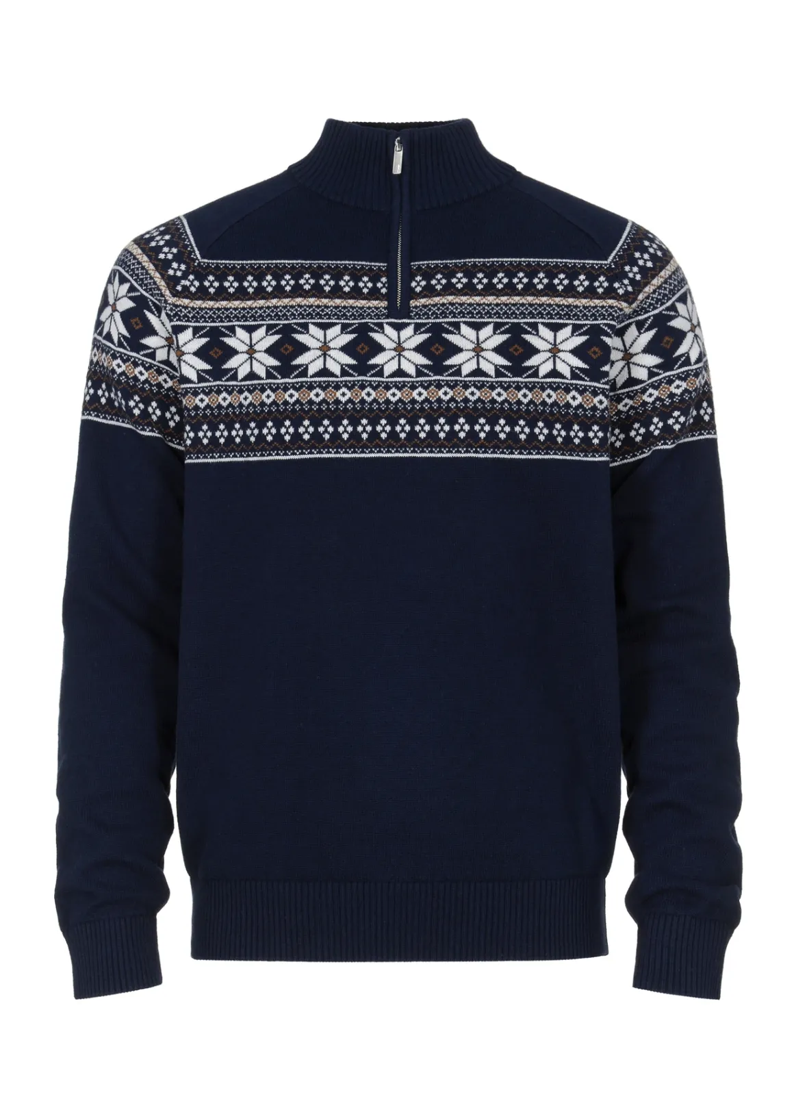 Granatowy sweter męski we wzór norweski