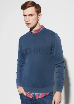 Granatowy sweter męski z logo