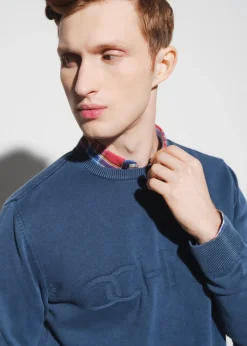 Granatowy sweter męski z logo
