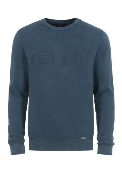 Granatowy sweter męski z logo