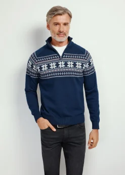 Granatowy sweter męski ze stójką