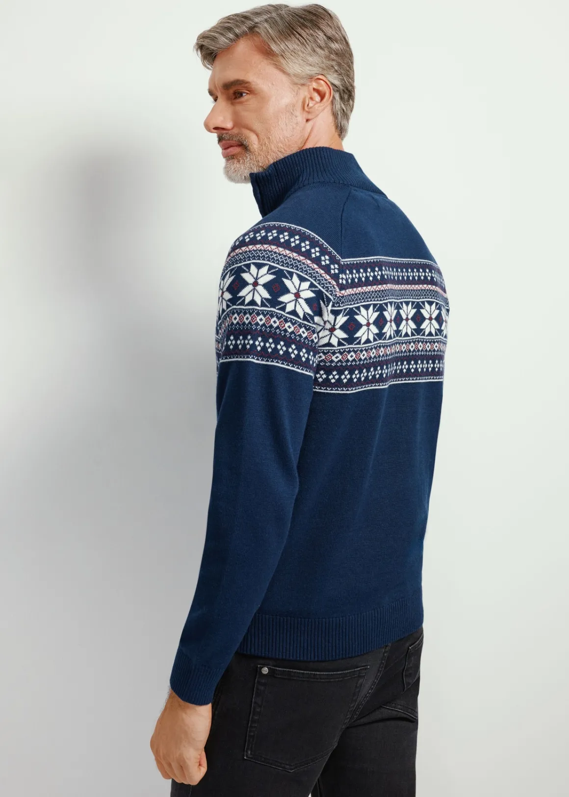 Granatowy sweter męski ze stójką