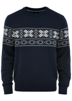 Granatowy sweter męski ze wzorem