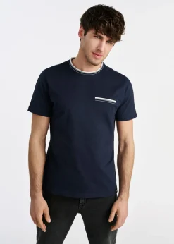 Granatowy T-shirt męski z bawełny