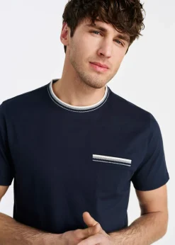 Granatowy T-shirt męski z bawełny