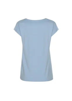 Jasnoniebieski T-shirt damski z aplikacją